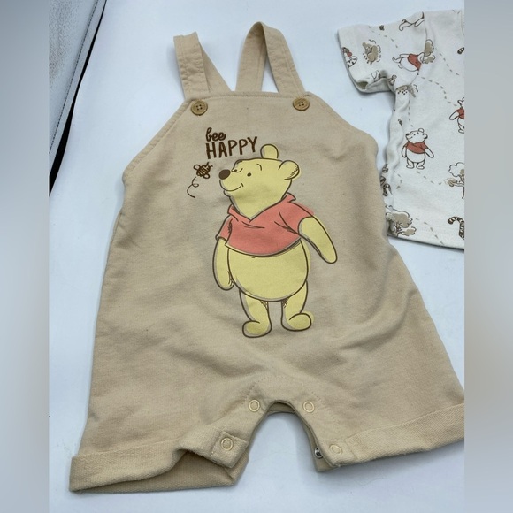 Disney Baby Pooh Bear Romper Overalls Cotton Blend Soft 6-9 Months  Bee Happy 2 - Picture 2 of 6